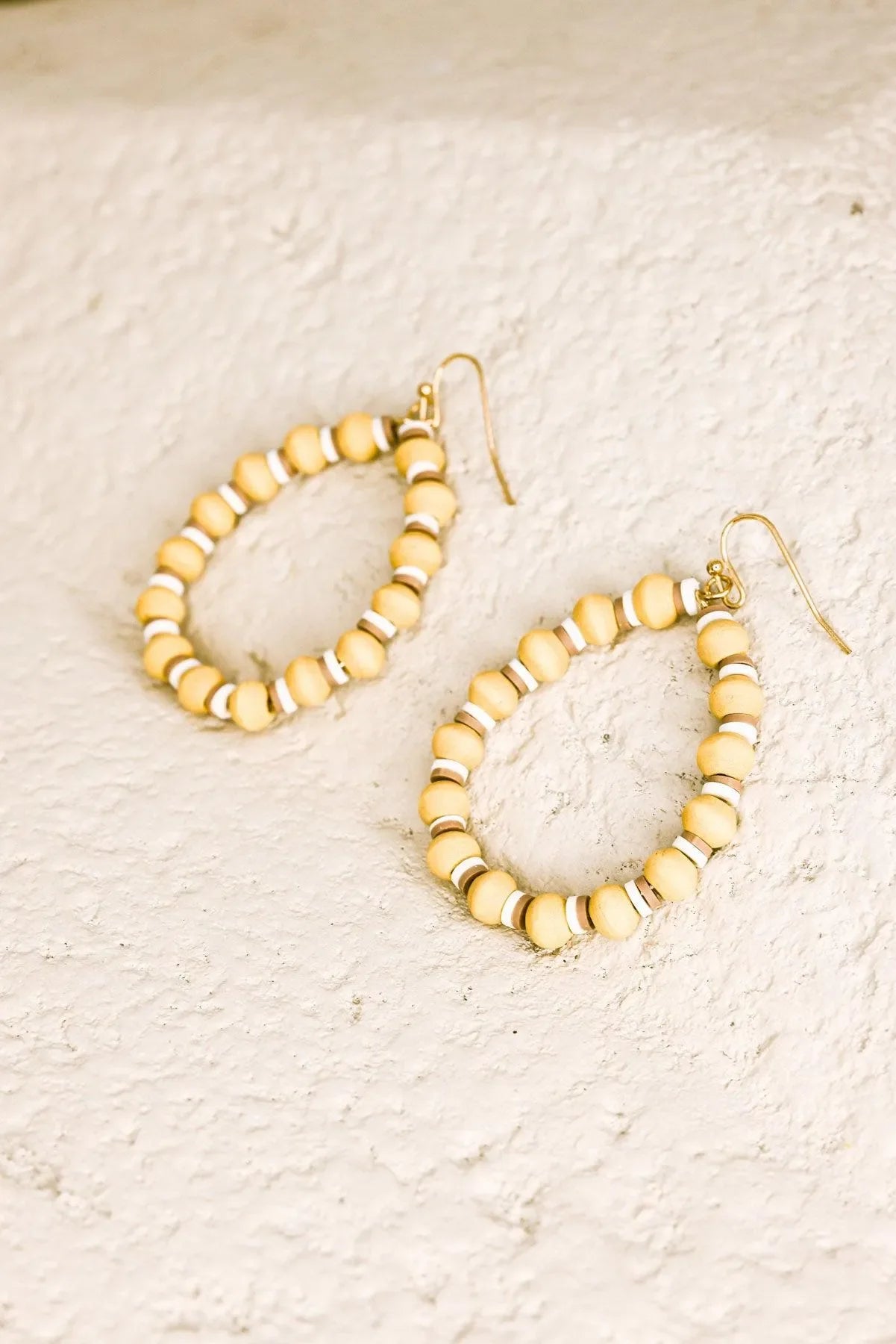 Boho Hoops Wood and Rubber Bead round Earrings