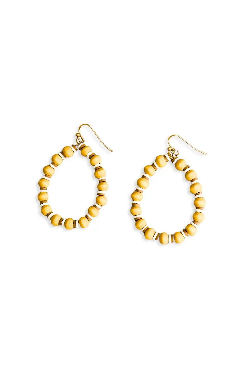 Boho Hoops Wood and Rubber Bead round Earrings