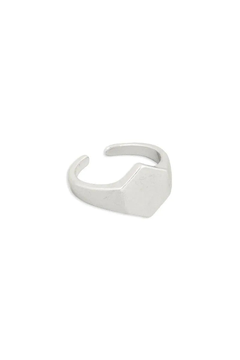 Metallic Hexagon Signet Fashion Ring